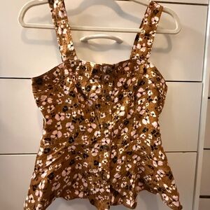 Floral Brown Sleeveless Top